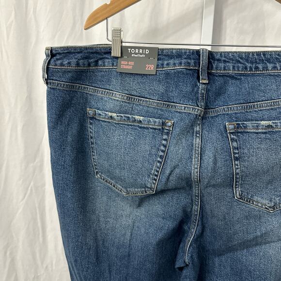 Torrid Jeans Womens 22W Straight Leg High Rise Distressed Studded - Picture 13 of 16